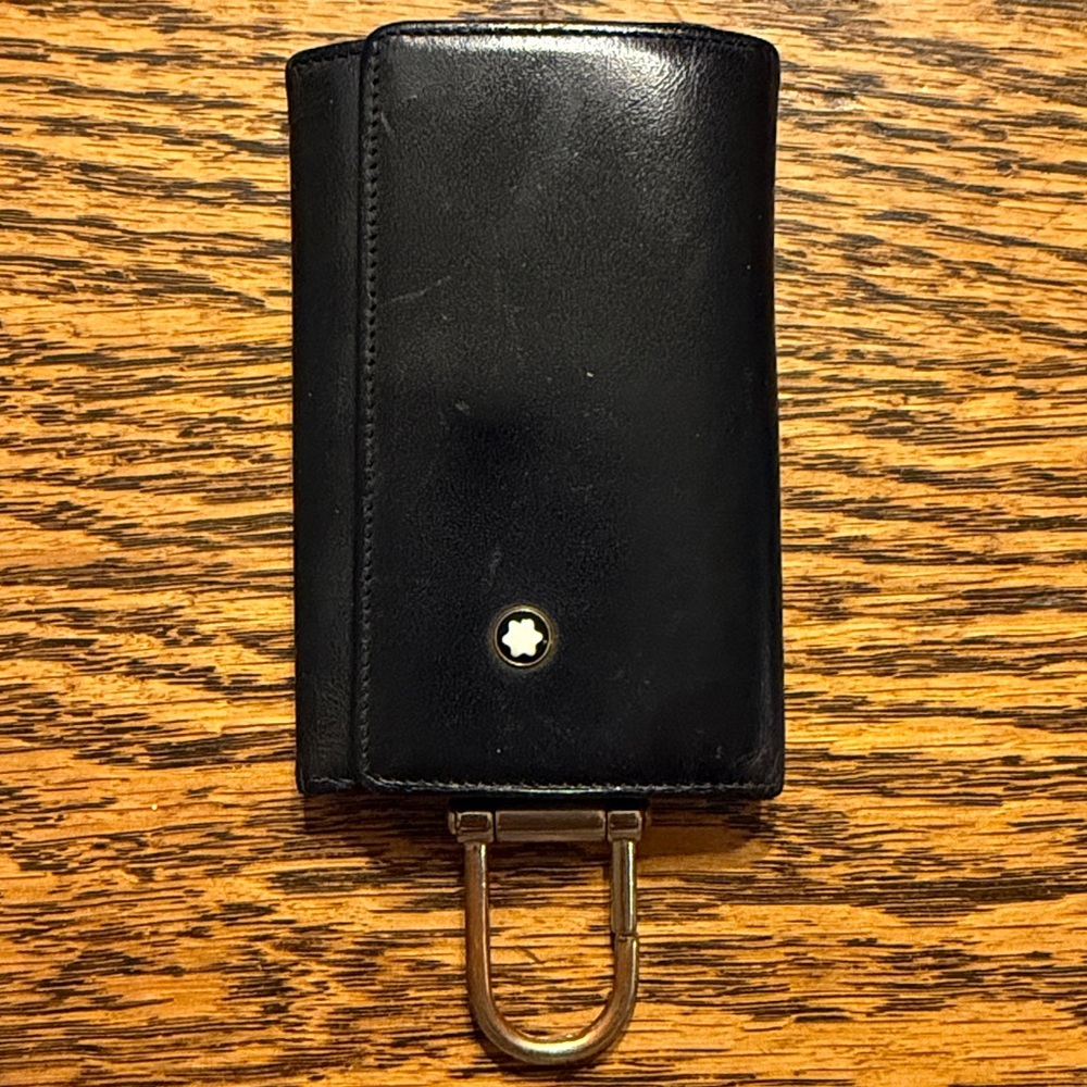 Montblanc Key Case Valet Ring Leather 6 Keys Holder With Pocket